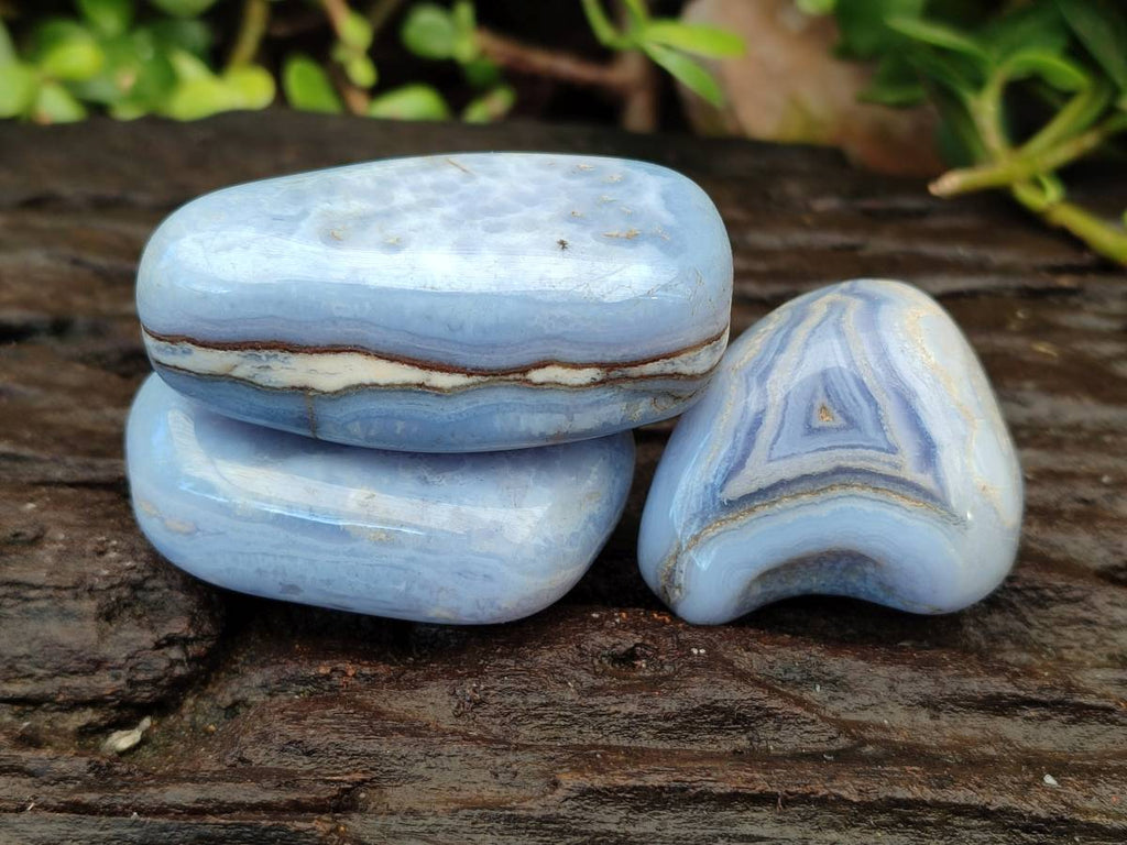 Polished Blue Lace Agate Tumbled Stones x 15 From Nsanje, Malawi - Toprock Gemstones and Minerals 