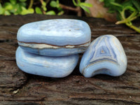 Polished Blue Lace Agate Tumbled Stones x 15 From Nsanje, Malawi