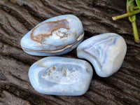 Polished Blue Lace Agate Tumbled Stones x 15 From Nsanje, Malawi