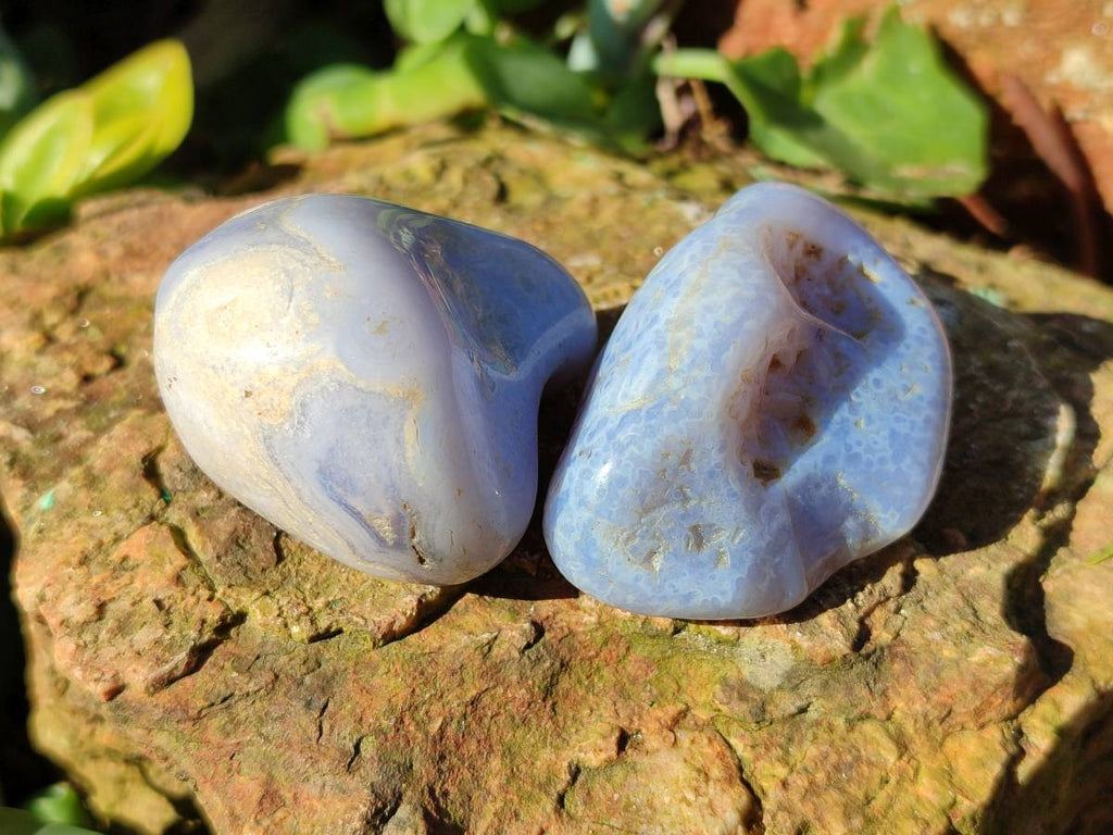 Polished Blue Lace Agate Tumbled Stones x 15 From Nsanje, Malawi - Toprock Gemstones and Minerals 
