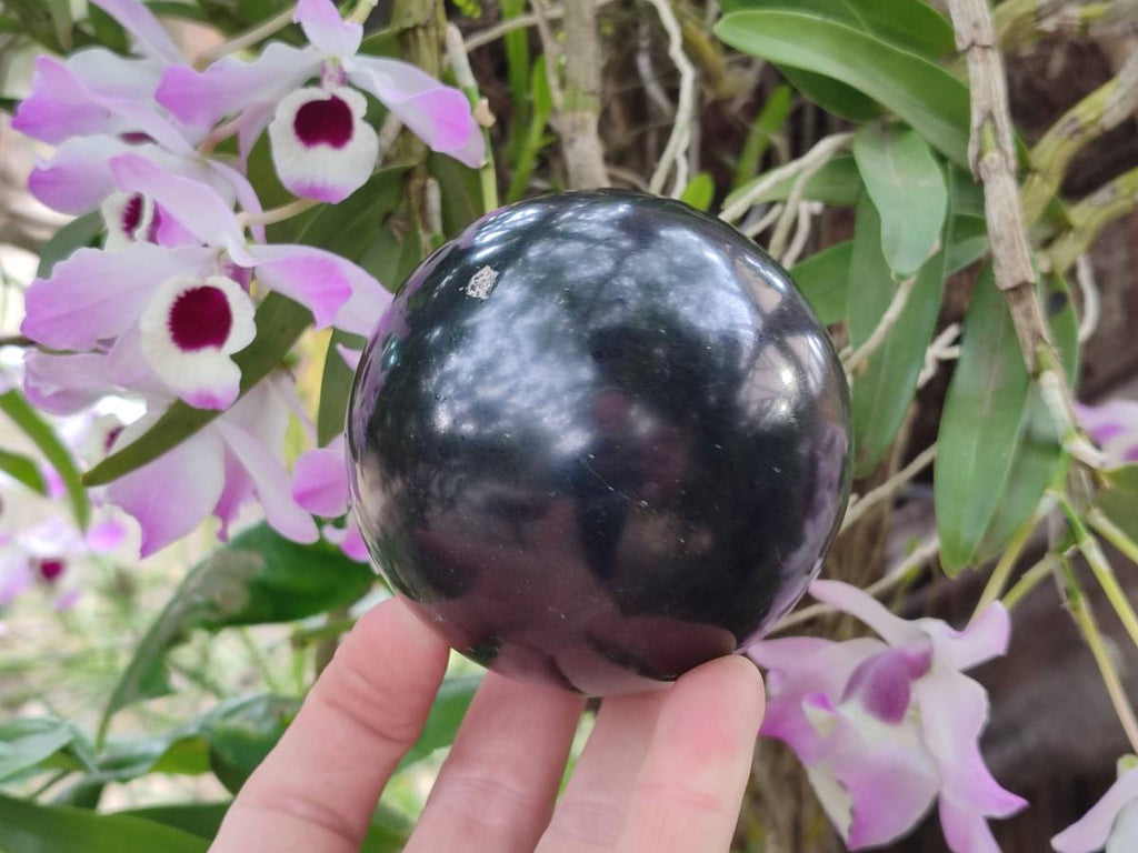 Polished Black Basalt Spheres x 2 From Madagascar - Toprock Gemstones and Minerals 