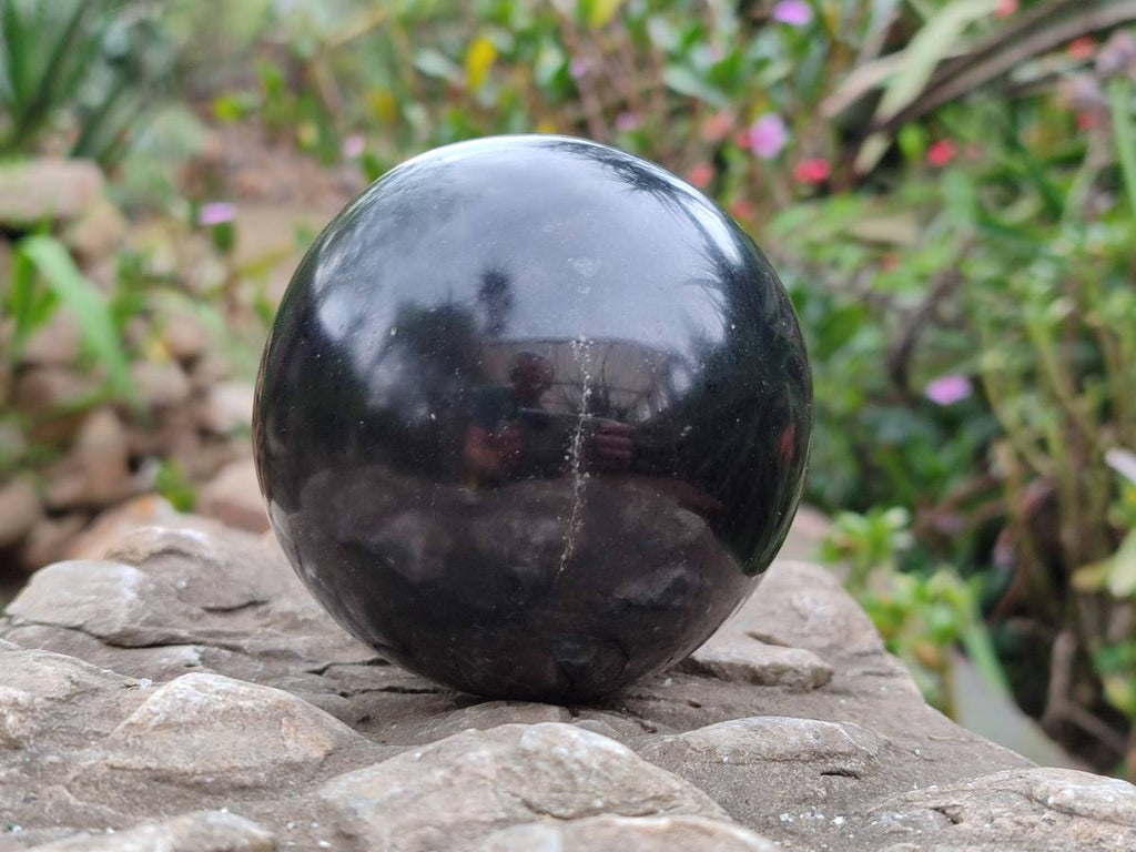 Polished Black Basalt Spheres x 2 From Madagascar - Toprock Gemstones and Minerals 