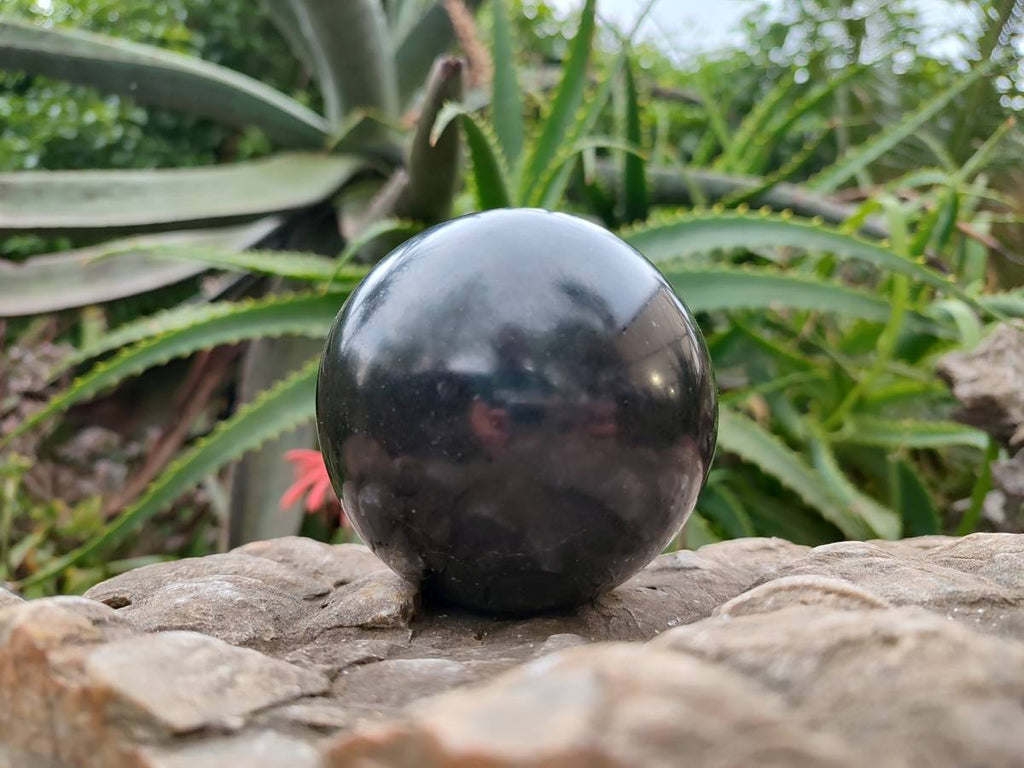Polished Black Basalt Spheres x 2 From Madagascar - Toprock Gemstones and Minerals 
