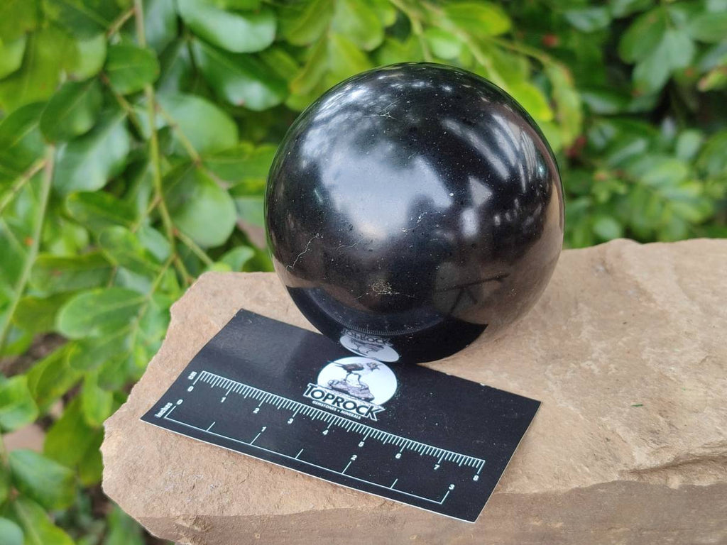 Polished Black Basalt Spheres x 2 From Madagascar - Toprock Gemstones and Minerals 