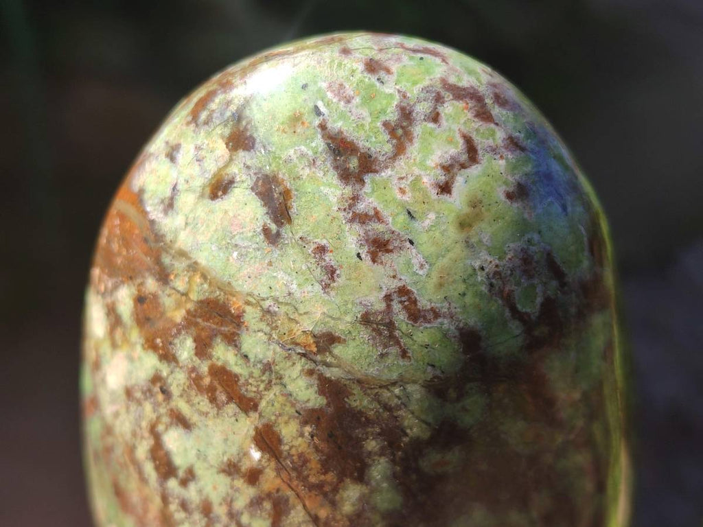Polished Green Opal Standing Free Form and Heart x 2 From Betroka, Madagascar - Toprock Gemstones and Minerals 