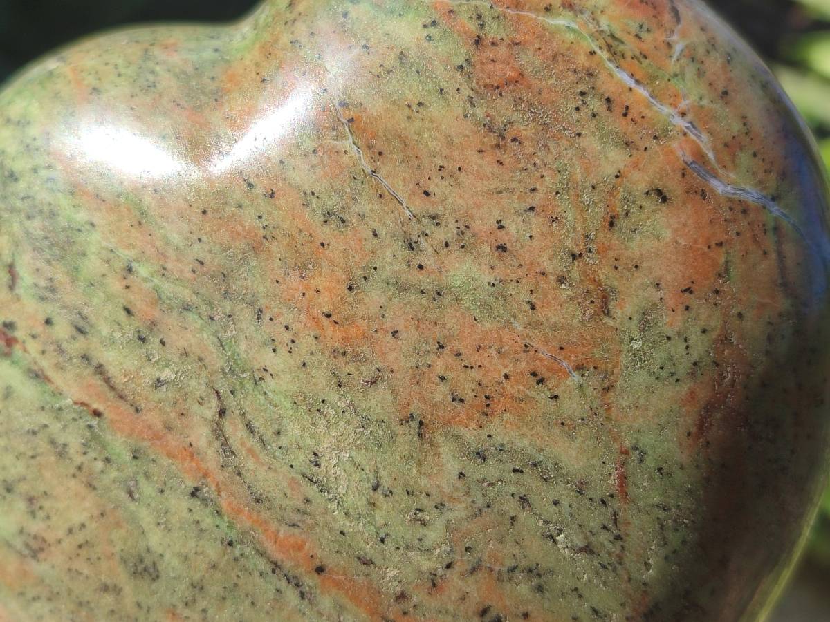 Polished Green Opal Standing Free Form and Heart x 2 From Betroka, Madagascar - Toprock Gemstones and Minerals 