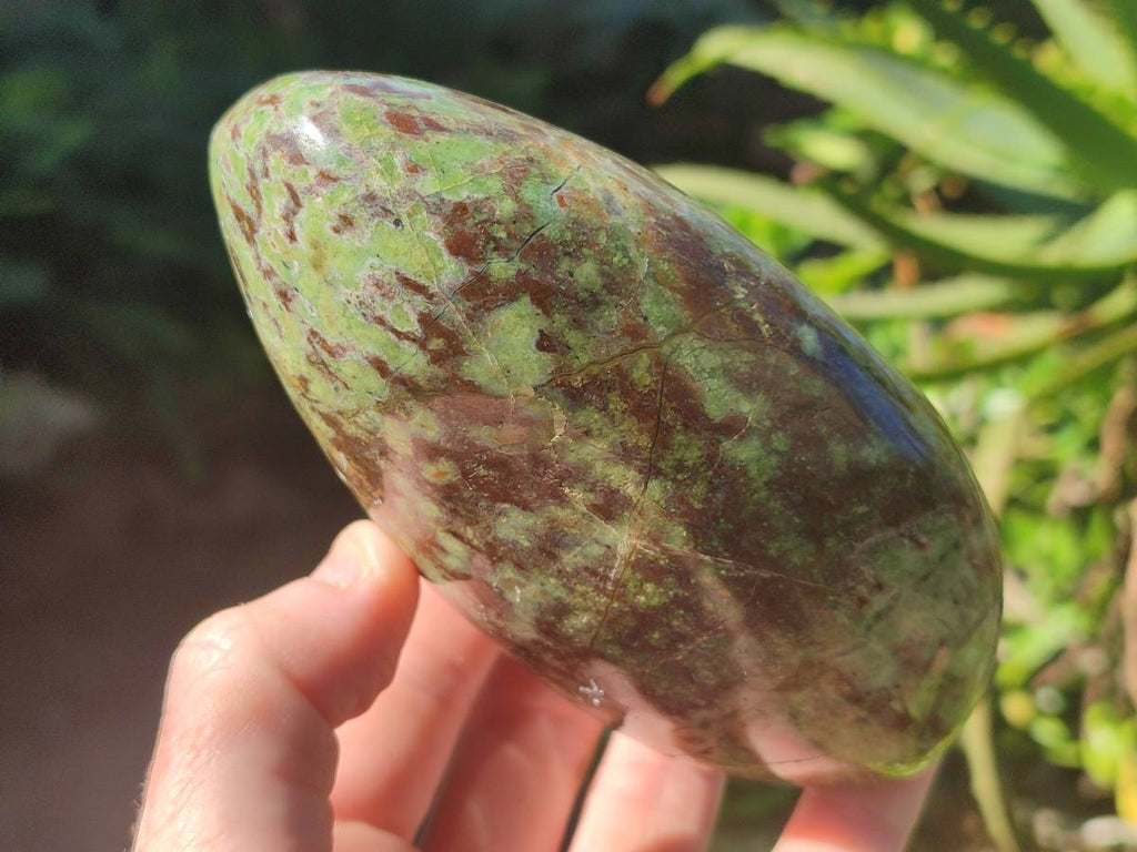 Polished Green Opal Standing Free Form and Heart x 2 From Betroka, Madagascar - Toprock Gemstones and Minerals 