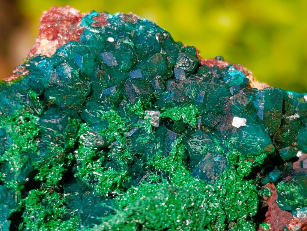 Natural Dioptase On Dolomite with Malachite Specimens x 6 From Likasi, Congo - Toprock Gemstones and Minerals 