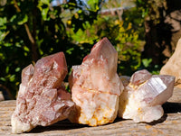 Natural Red Hematoid Quartz Clusters x 3 From Karoi, Zimbabwe