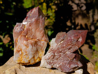 Natural Red Hematoid Quartz Clusters x 3 From Karoi, Zimbabwe