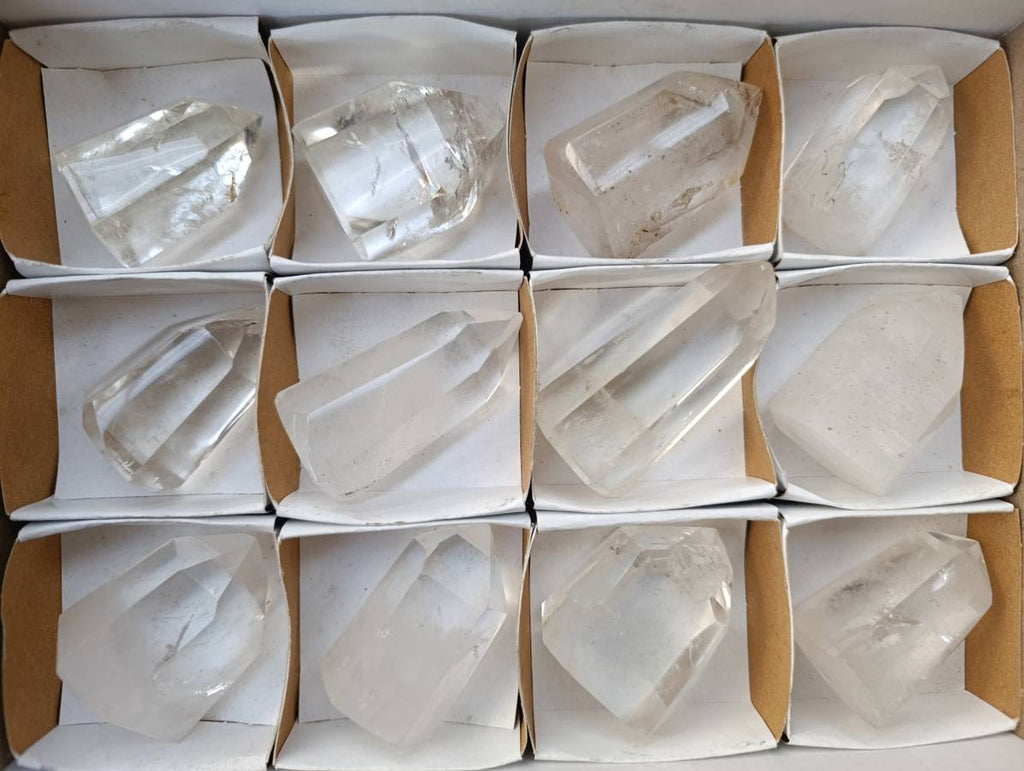 Polished Clear Quartz Crystals x 12 From Madagascar - Toprock Gemstones and Minerals 
