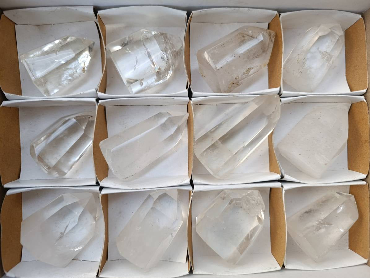 Polished Clear Quartz Crystals x 12 From Madagascar - Toprock Gemstones and Minerals 