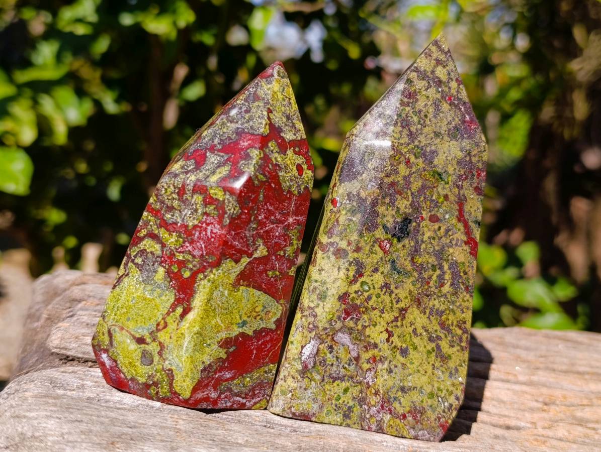 Polished Bastite Dragons Blood Stone Points x 3 From Tshipise, South Africa - Toprock Gemstones and Minerals 