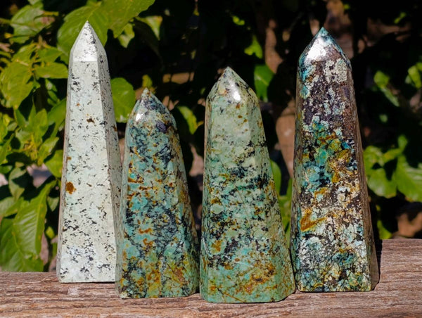 Polished African Turquoise Chrysocolla Points x 4 From South Africa