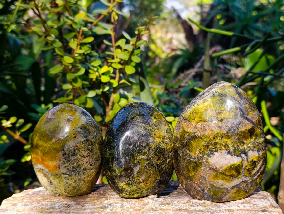 Polished Green Opal Standing Free Forms x 4 From Betroka, Madagascar - Toprock Gemstones and Minerals 