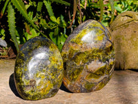Polished Green Opal Standing Free Forms x 4 From Betroka, Madagascar