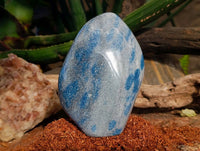 Polished Blue Spinel Spotted Quartz Standing Free Form x 2 From Madagascar