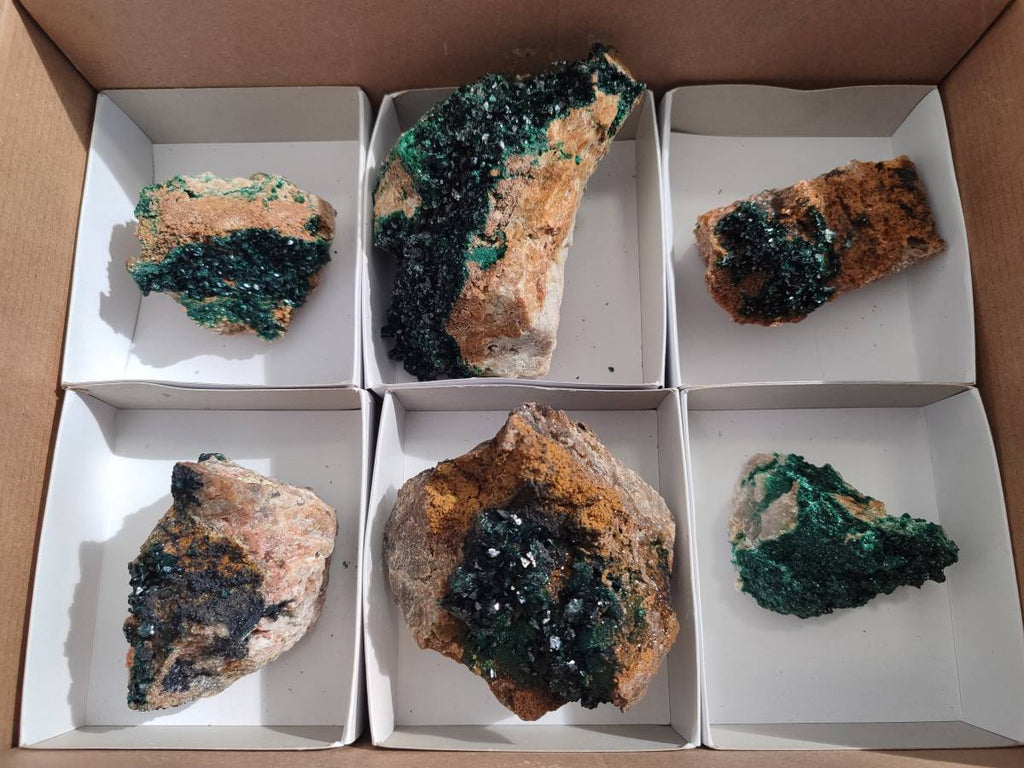 Natural Crystalline Malachite Specimens x 6 From Tenke Fungurume, Congo - Toprock Gemstones and Minerals 