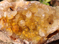 Natural Golden Limonite Quartz Geode Specimens x 3 From Solwezi, Zambia - Toprock Gemstones and Minerals 