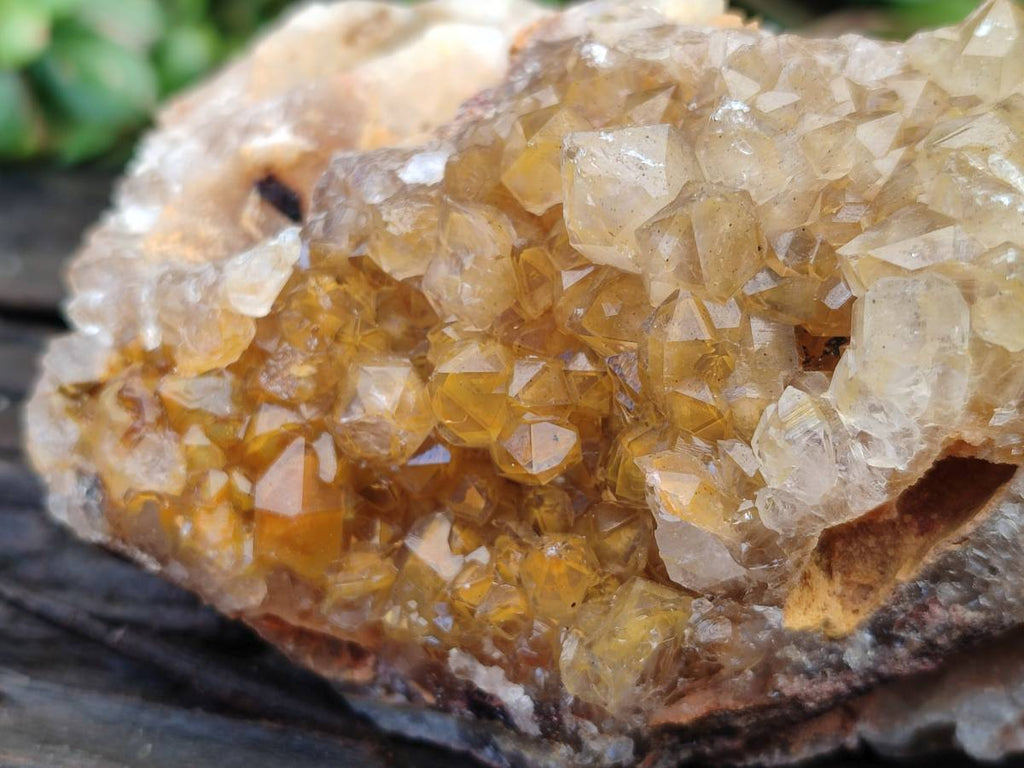 Natural Golden Limonite Quartz Geode Specimens x 3 From Solwezi, Zambia - Toprock Gemstones and Minerals 