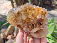 Natural Golden Limonite Quartz Geode Specimens x 3 From Solwezi, Zambia - Toprock Gemstones and Minerals 