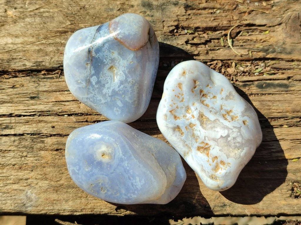 Polished Blue Lace Agate Tumbled Stones x 1.8 Kg Lot From Malawi - Toprock Gemstones and Minerals 