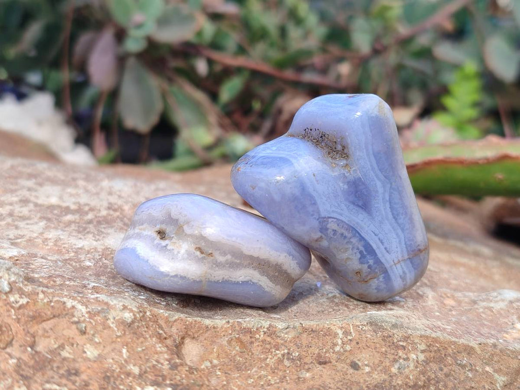 Polished Blue Lace Agate Tumbled Stones x 1.8 Kg Lot From Malawi - Toprock Gemstones and Minerals 