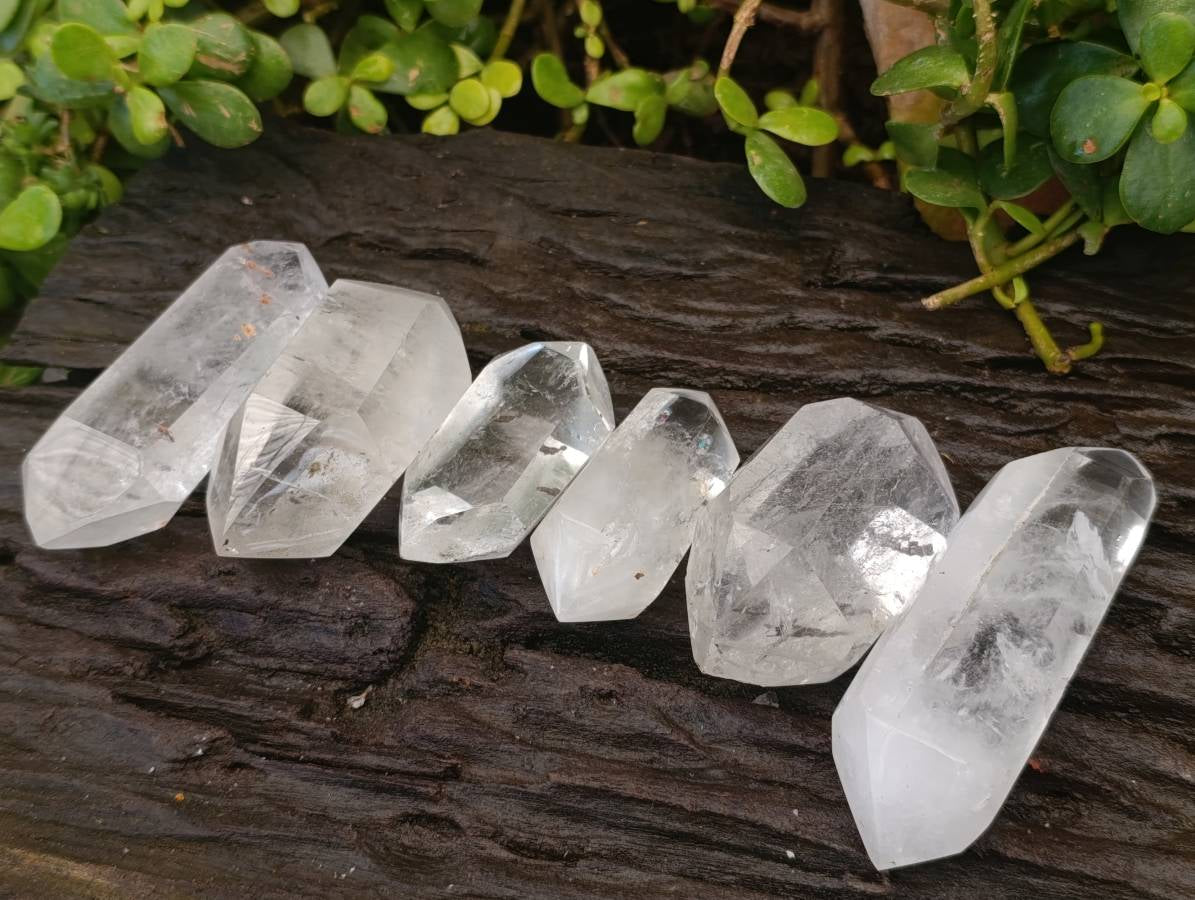 Polished Clear Quartz Double Terminated Crystals x 6 From Madagascar - Toprock Gemstones and Minerals 