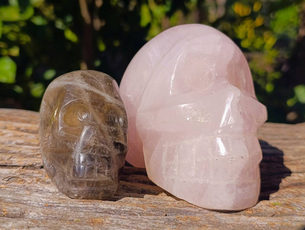 Polished Mixed Quartz Skulls x 2 From Madagascar - Toprock Gemstones and Minerals 