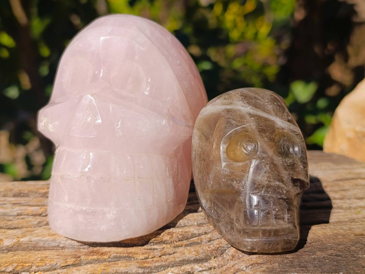 Polished Mixed Quartz Skulls x 2 From Madagascar - Toprock Gemstones and Minerals 