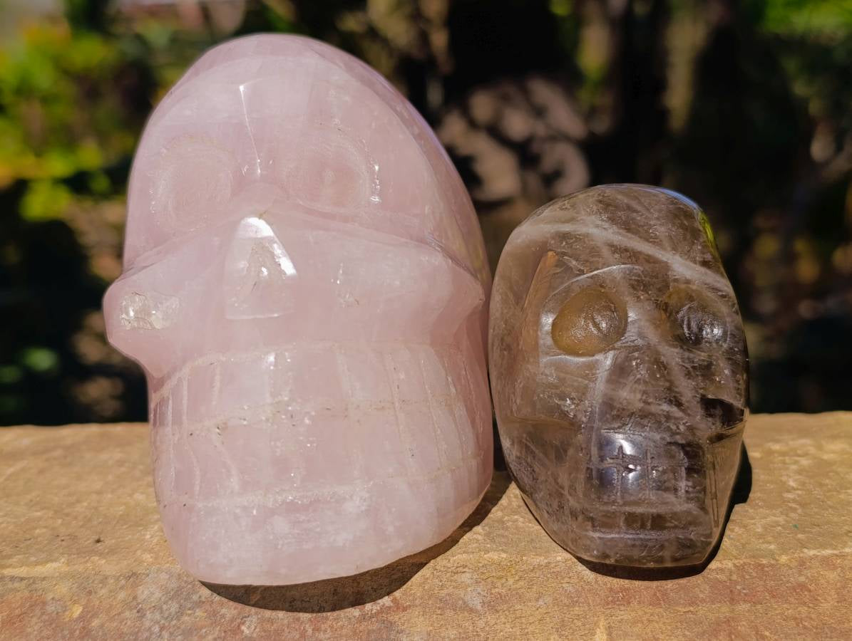 Polished Mixed Quartz Skulls x 2 From Madagascar - Toprock Gemstones and Minerals 