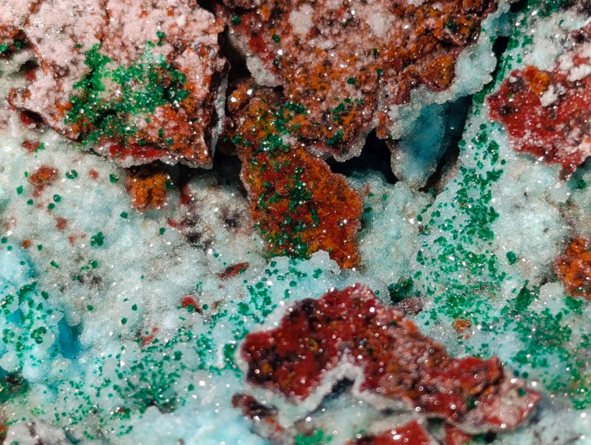 Natural Drusy Coated Chrysocolla with Malachite x 3 From Lupoto Mine, Congo - Toprock Gemstones and Minerals 
