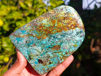 Polished African Turquoise Chrysocolla Standing Free Forms x 3 From South Africa