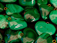 Hand Made Flower Malachite Heart Pendants x 20 From Congo