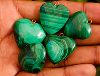 Hand Made Flower Malachite Heart Pendants x 20 From Congo