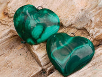 Hand Made Flower Malachite Heart Pendants x 20 From Congo