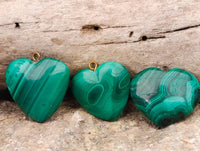 Hand Made Flower Malachite Heart Pendants x 20 From Congo