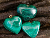 Hand Made Flower Malachite Heart Pendants x 20 From Congo
