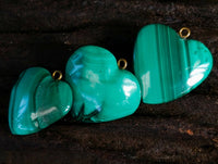 Hand Made Flower Malachite Heart Pendants x 20 From Congo