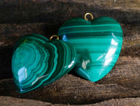 Hand Made Flower Malachite Heart Pendants x 20 From Congo