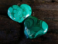 Hand Made Flower Malachite Heart Pendants x 20 From Congo