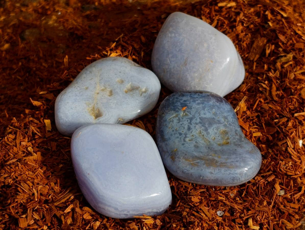 Polished Blue Lace Agate Tumbled Stones x 35 From Malawi - Toprock Gemstones and Minerals 