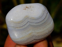 Polished Blue Lace Agate Tumbled Stones x 35 From Malawi
