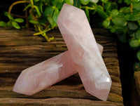 Polished Rose Quartz Double Terminated Points x 4 From Madagascar