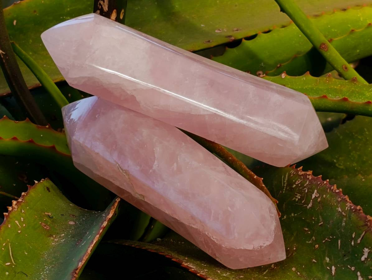 Polished Rose Quartz Double Terminated Points x 4 From Madagascar - Toprock Gemstones and Minerals 