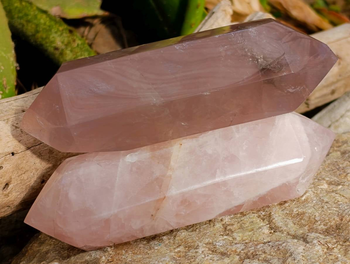 Polished Rose Quartz Double Terminated Points x 4 From Madagascar - Toprock Gemstones and Minerals 