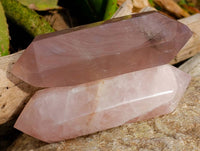 Polished Rose Quartz Double Terminated Points x 4 From Madagascar