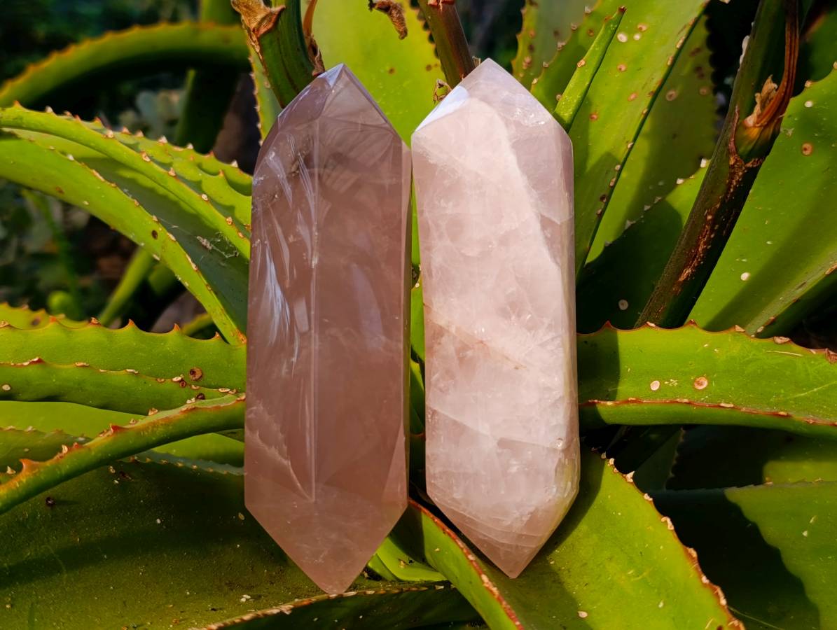Polished Rose Quartz Double Terminated Points x 4 From Madagascar - Toprock Gemstones and Minerals 
