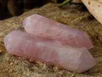 Polished Rose Quartz Double Terminated Points x 4 From Madagascar