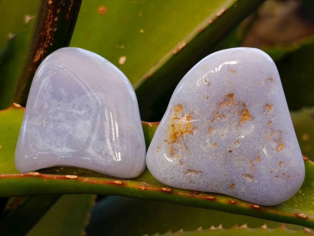 Polished Blue Lace Agate Tumbled Stones x 20 From Malawi - Toprock Gemstones and Minerals 